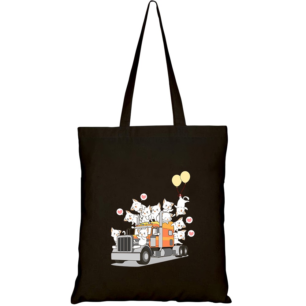 Túi vải tote canvas HTFashion in hình cute cats truck cartoon style HT182