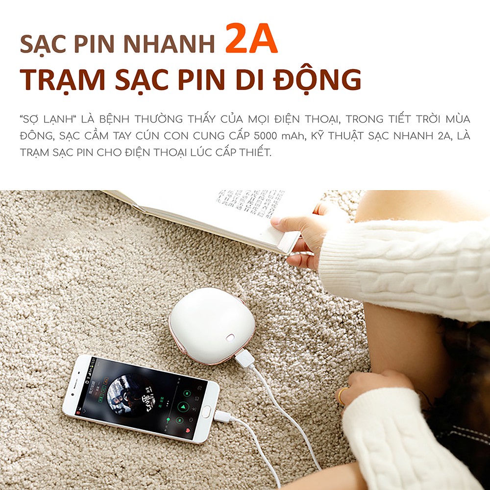 Máy sưởi ấm mini cầm tay jisulife, máy sưởi thông minh, kiểu dáng dễ thương, món quà cho mùa đông