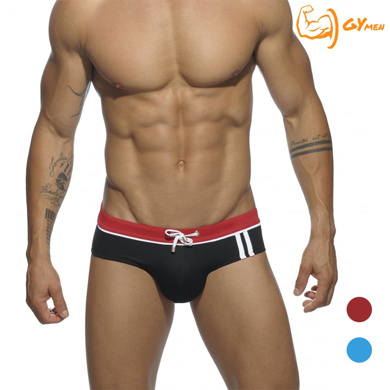 [GYMen]  Quần Bơi Sexy áo bơi Nylon Màu Trơn Phong Cách Thể Thao Thời Trang Quyến Rũ Cho Nam lửng thể thao