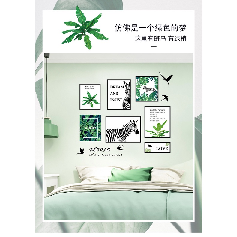 Tranh decal dán tường trang trí decor phòng khách KHUNG ẢNH NGỰA XANH - tranh dán tường phòng khách