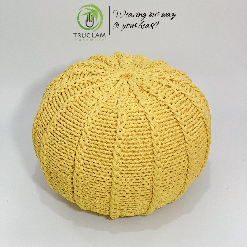 Đệm Lười Nhồi Hạt Xốp Vỏ Đan Len Móc Thủ Công B Trúc Lâm Handmade