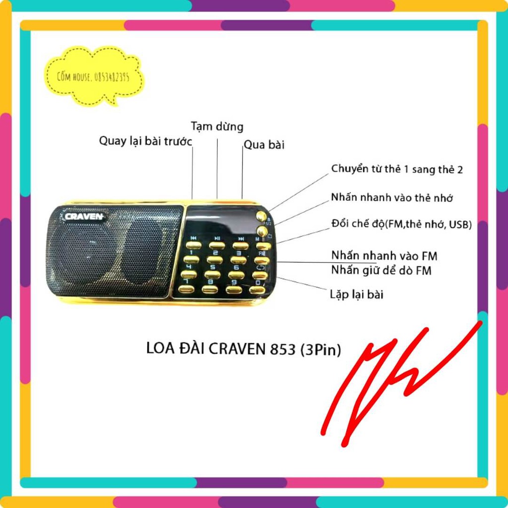 Loa đài craven cr 853 full bộ kèm thẻ nhớ 8GB cho bé tắm ngôn ngữ, học Tiếng Anh, tiếng ồn trắng