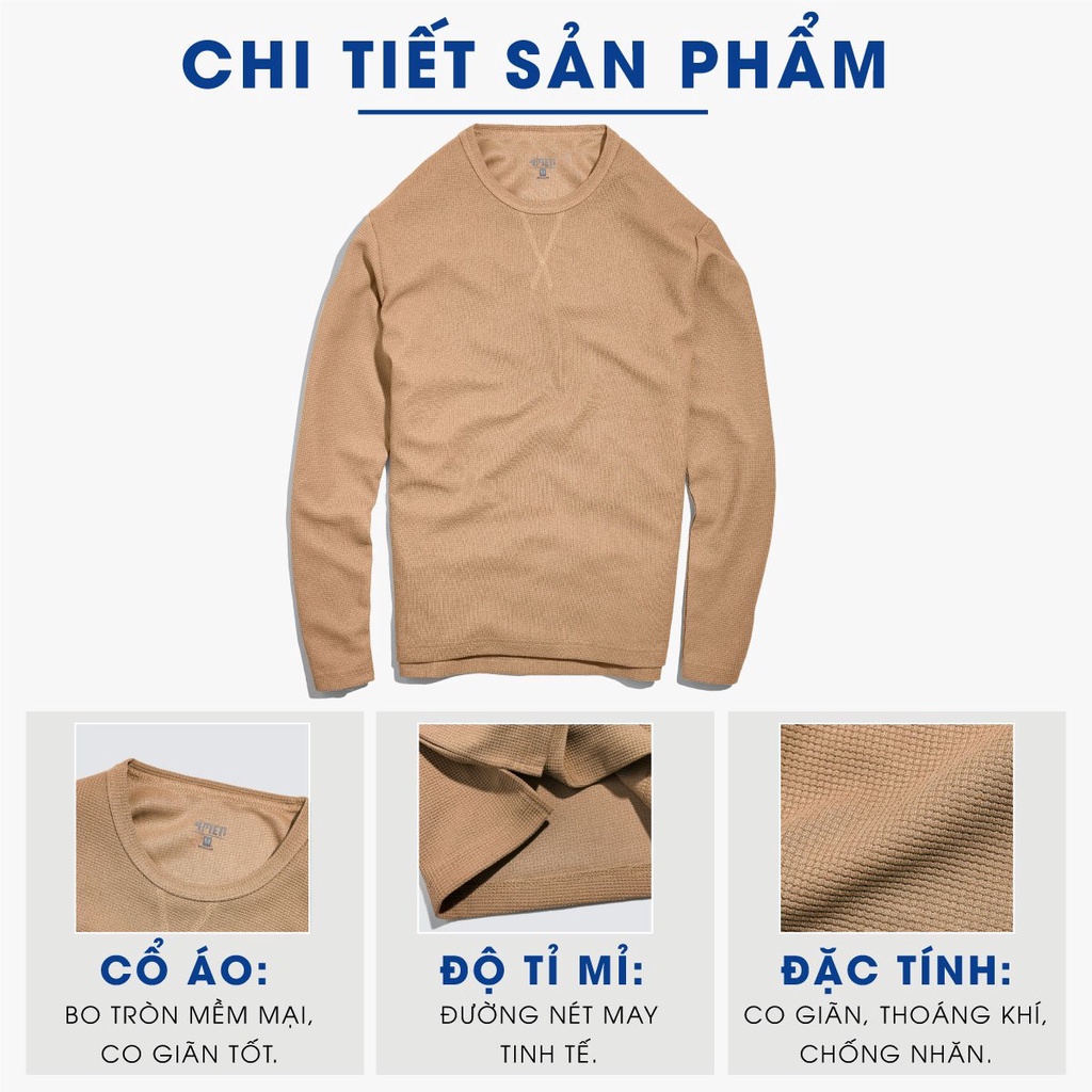 Áo thun dài tay nam trơn 4MEN AT061 cổ tròn, form sweater suông, xẻ lai trẻ trung, chất vải len tổ ong đẹp, dày dặn