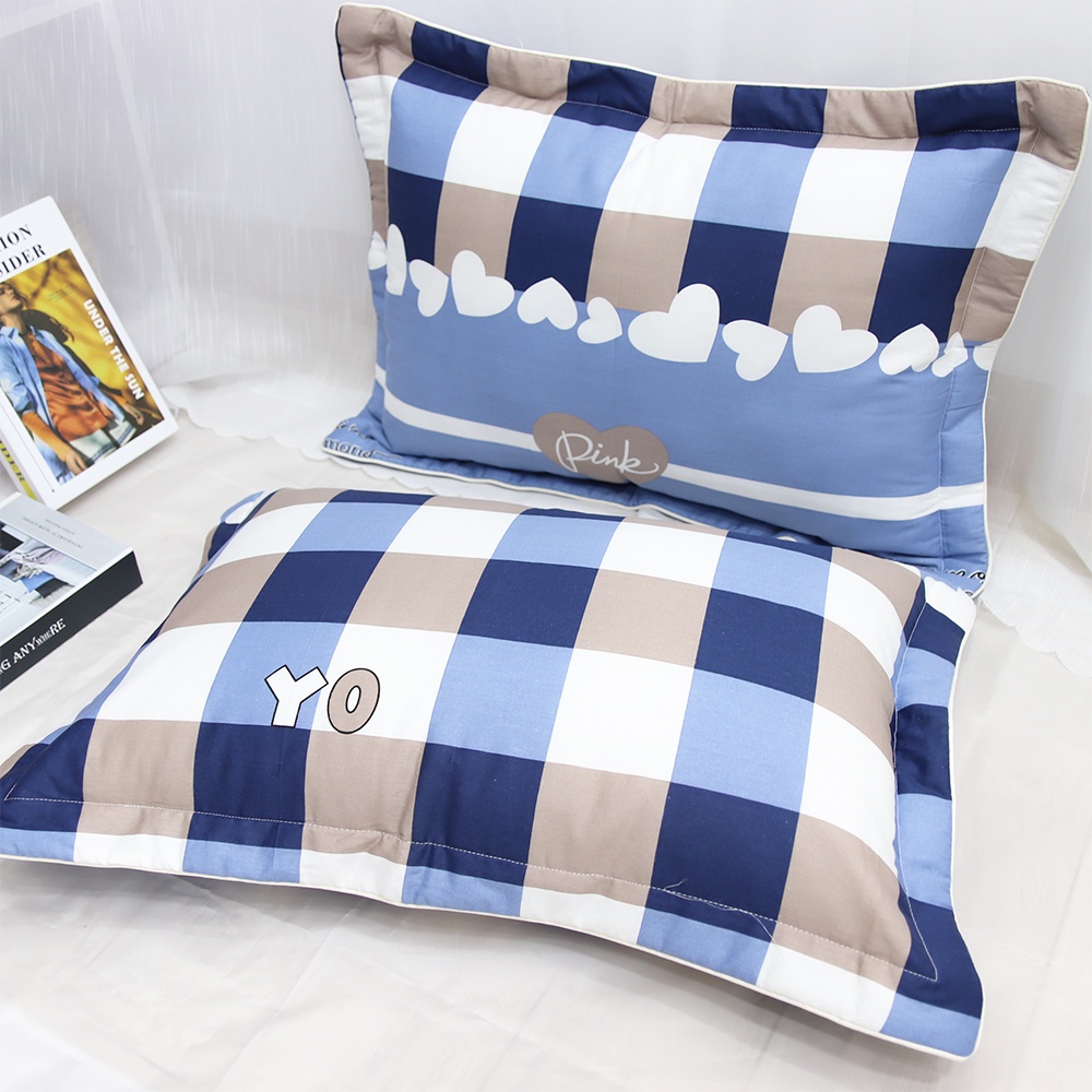 Vỏ gối Cotton 100% loại 1 dày mát, có lót bông, size 45x65cm