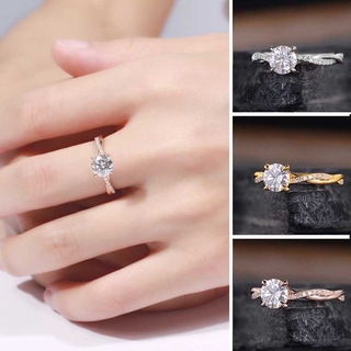 Nhẫn titan mạ 3 màu sắc vàng/ bạc/ vàng hồng tùy chọn đính viên đá pha lê nhân tạo thời trang dành cho nữ