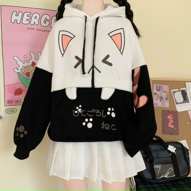 Áo Khoác Nỉ TRần Bông Thêu Hình Chú MÈo Cute Trước Ngực TTVV0010