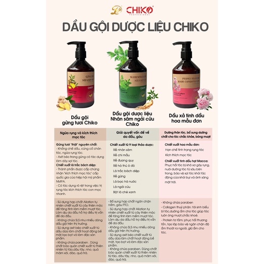 Bộ 3 Gội Xả Dược Liệc Chiko giải pháp cho tóc rụng, khô xơ