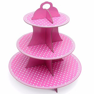Kệ đựng bánh Cupcake 3 tầng chấm bi