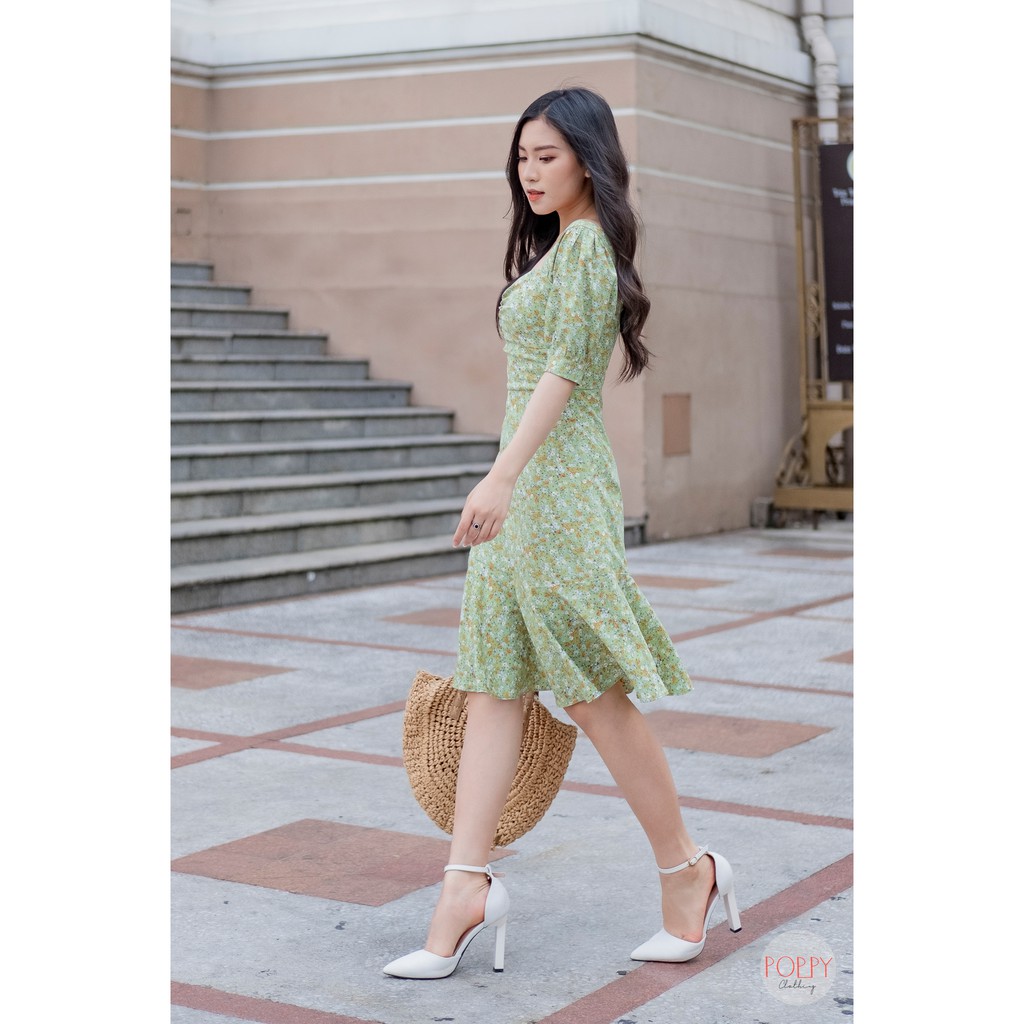 [TẶNG SCRUNCHY][ẢNH THẬT] Đầm hoa nhí nhún ngực tay bồng phối bèo | BigBuy360 - bigbuy360.vn