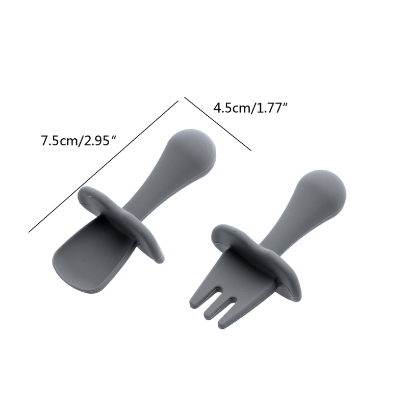 Bộ muỗng nĩa bằng silicon mềm dành cho bé tập ăn