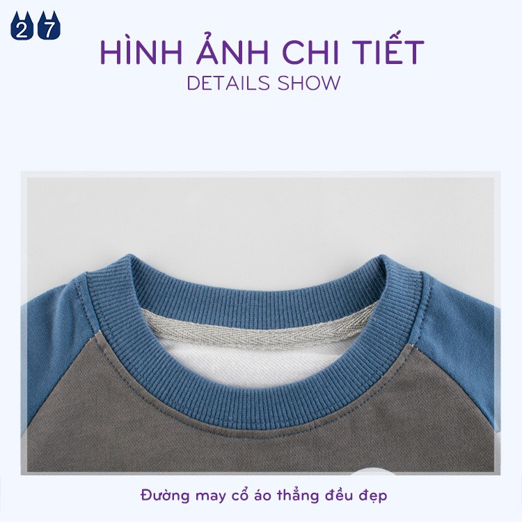 Áo nỉ cho bé trai hàng xuất khẩu chất nỉ da cá cotton đẹp DINOKING AD01