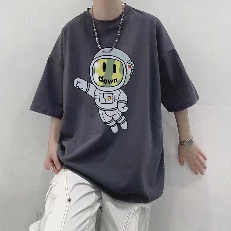Áo Thun Tay Ngắn Dáng Rộng In Hình Phi Hành Gia Kiểu Hip-Hop Nhật Bản Thời Trang Mùa Hè Cho Nam Và Nữ Cỡ M-8XL
