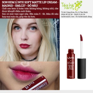 Son kem lì NYX Soft Matte - SMLC27 Madrid - ĐỎ NÂU