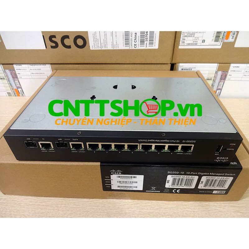 SG350-10 Bộ chia mạng Switch Cisco 8 cổng 10/100/1000, 2 combo mini-GBIC ports