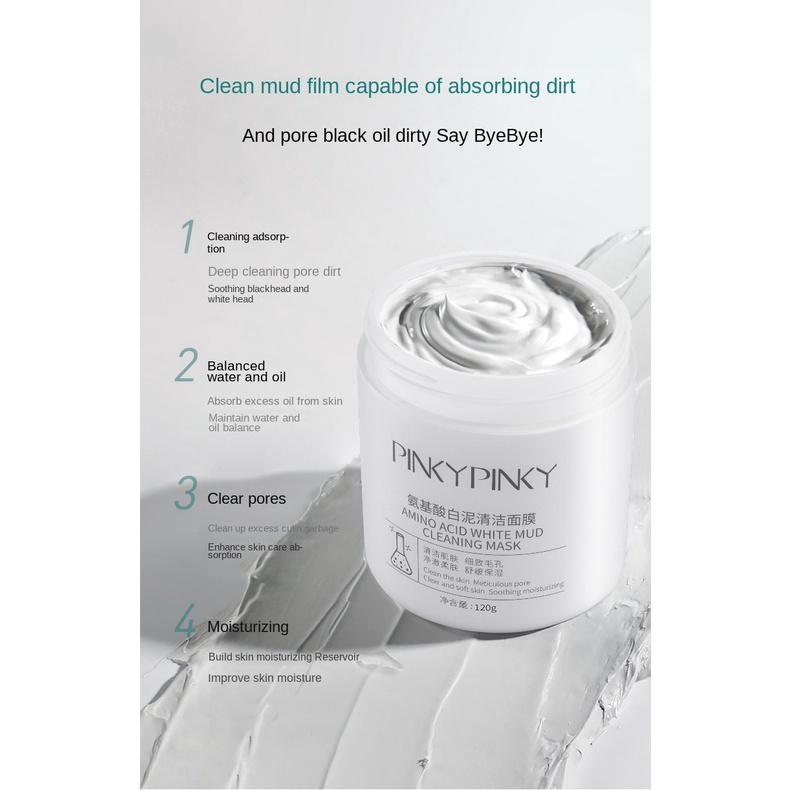 Mặt Nạ Đất Sét Amino Acid 120g Làm Sạch Sâu Loại Bỏ Mụn Đầu Đen Và Tẩy Tế Bào Chết Cho Da Mịn Màng