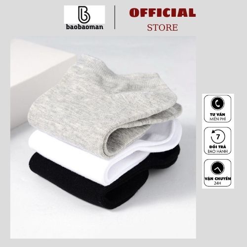 Tất ngắn nam Vớ thấp cổ 3 màu trơn chống hôi chân bảo bảo man