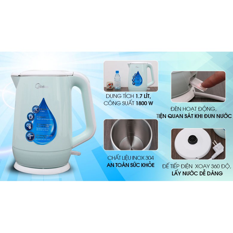 Bình siêu tốc Midea MK-17DC -1.7L