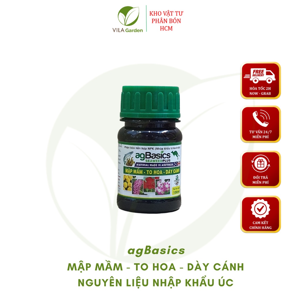 Phân Bón NPK Hỗn Hợp agBasics SEAWEEDPLUS nhập Úc chai 100ml