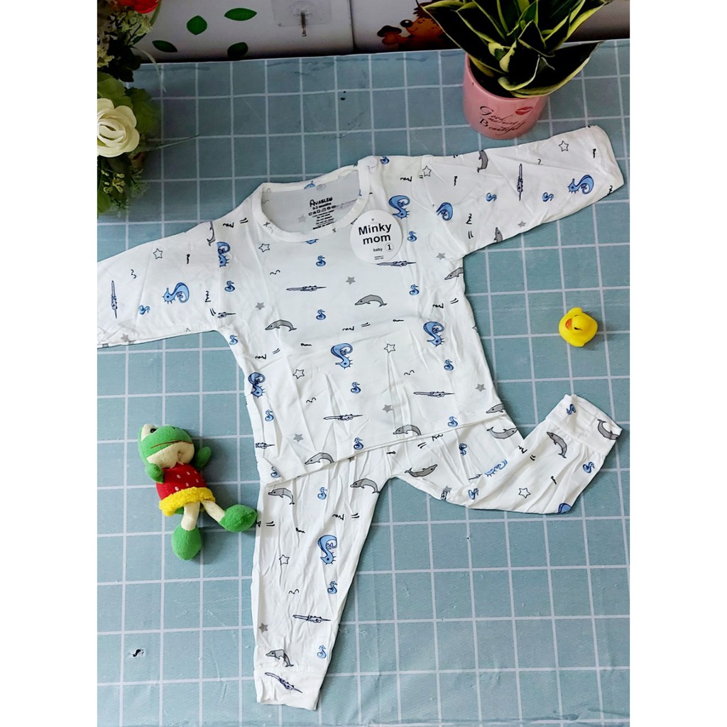 [RẺ-ĐẸP] Bộ quần áo dài tay thun lạnh xuất khẩu A3 cho bé từ 0-16 tháng (Giao trộn màu)