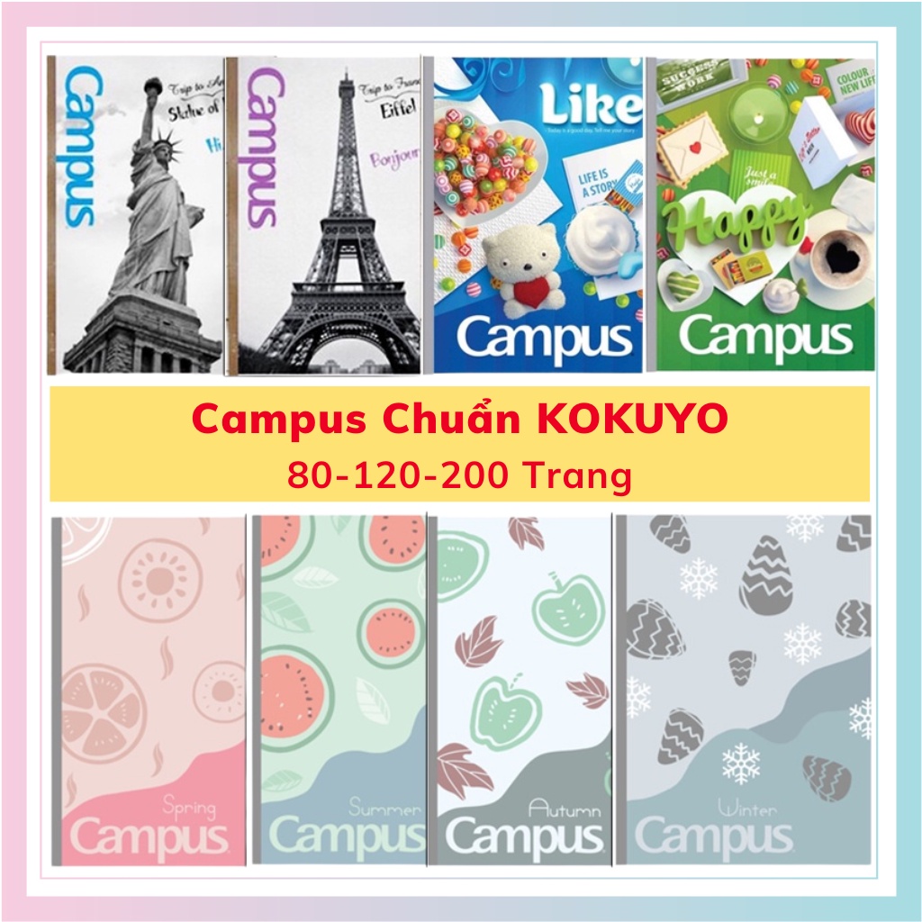 Vở Kẻ Ngang Vở Viết Campus 80/120/200 Trang Giấy Láng Mịn Viết Êm Hàng Loại 1