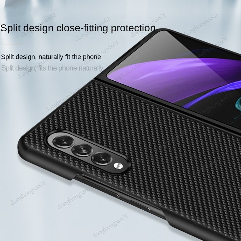 Ốp Điện Thoại PC Cứng Siêu Mỏng Họa Tiết Sợi Carbon Sang Trọng Cho Samsung Galaxy Z Fold 4 5G