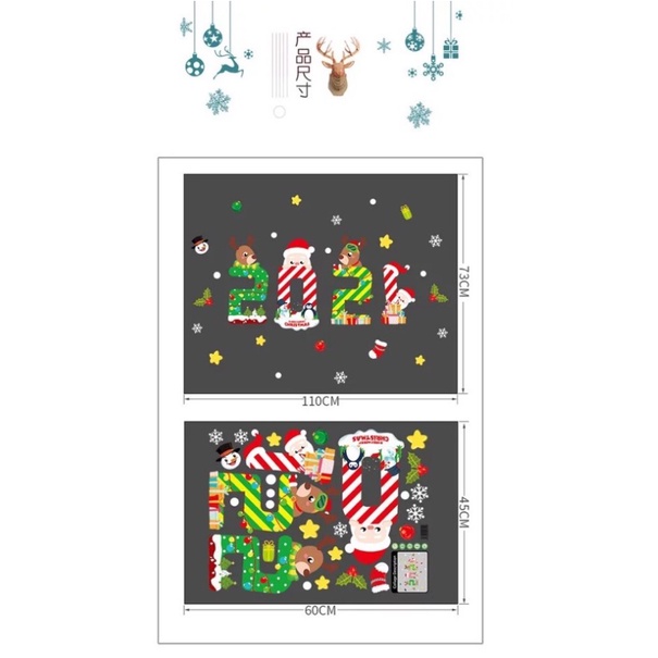 Decal trang trí Noel Hít Tĩnh Điện - 2021 tuần lộc cùng noel