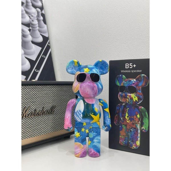 Loa bluetooth bearbrick B5+, loa không dây mini hình gấu nghe nhạc decor trang trí để bàn sang trọng