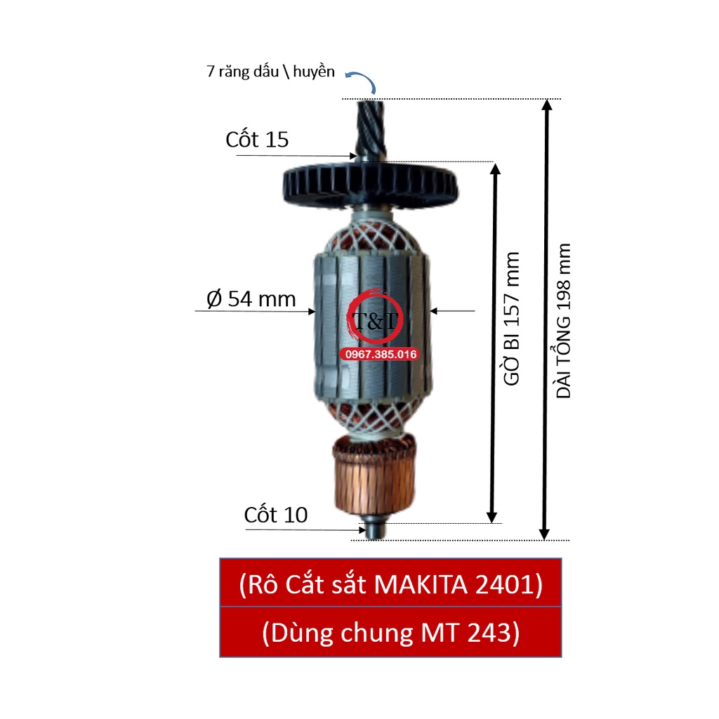 RÔ CẮT SẮT MAKITA 2401 DÙNG CHUNG MT 243 , RUỘT MÁY CẮT SẮT MATEC VÀ MAKITA 2401 - 243