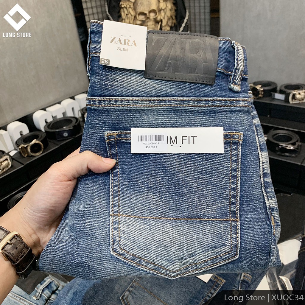 Quần jean nam xước màu xanh biển bụi ✅FREESHIP✅ Quần bò nam dáng ôm SLIMFIT skinny co giãn cao cấp - Xuoc34