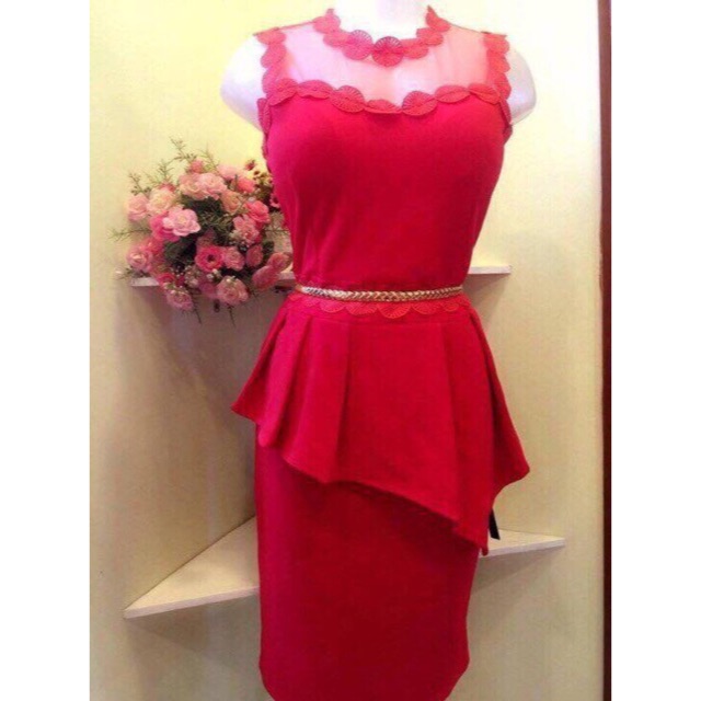 Đầm peplum phối lưới thời trang đi tiệc