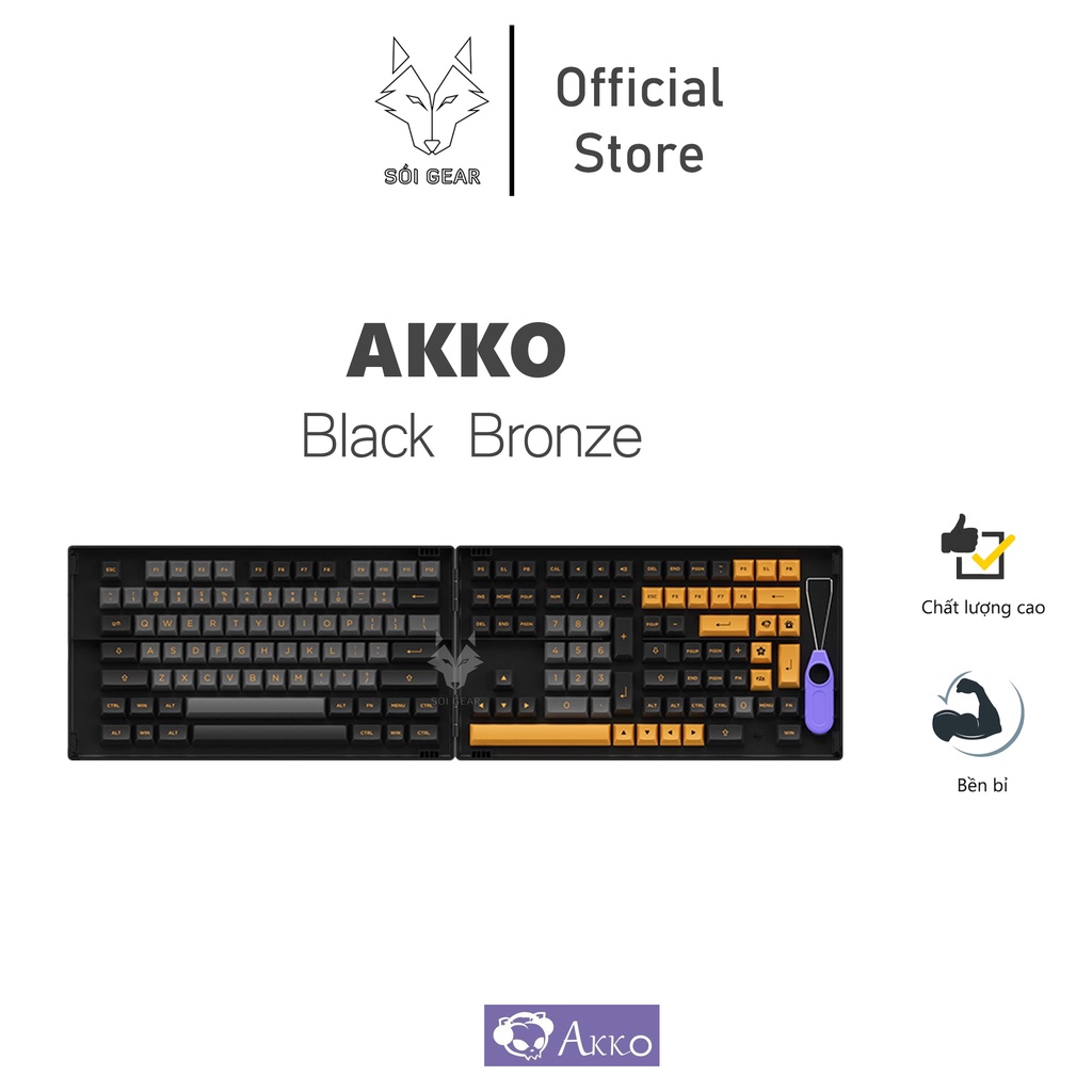 AKKO Keycap set – Black Bronze (PBT DoubleShot/ASA profile/158 nút)
