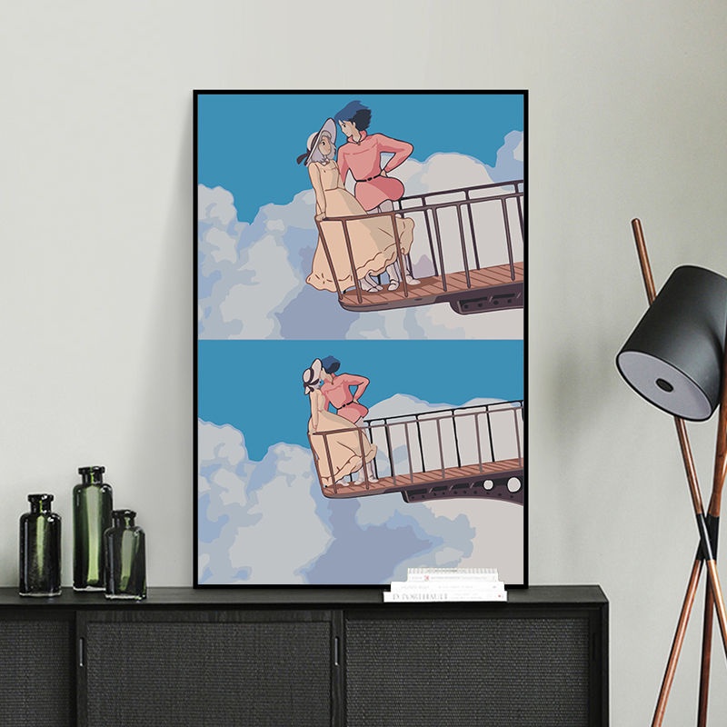 tranh số hoá Howl s moving Castle anime Tự làm bằng tay phòng quà tặng sinh viên