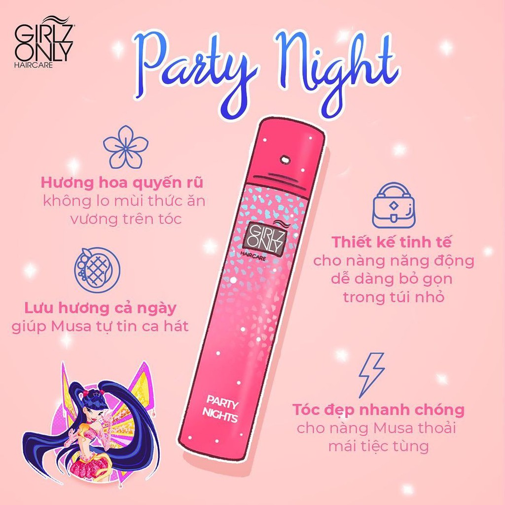 Dầu gội khô GIRLZ ONLY Party Nights (Hồng) 200ml