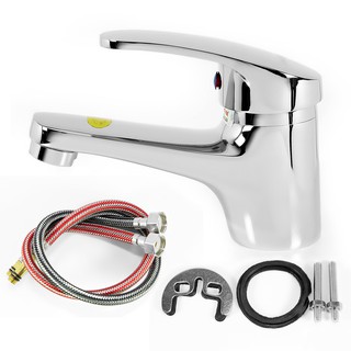 Vòi chậu rửa mặt lavabo nóng lạnh thân lùn - tặng kèm bộ dây cấp nước nóng lạnh, bền, 2025