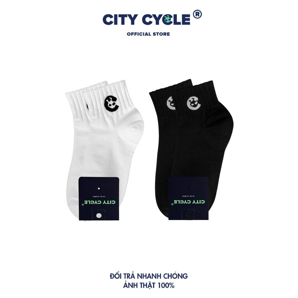 Tất trơn cổ trung dệt Logo City Cycle chất cotton cao cấp basic nam nữ unisex