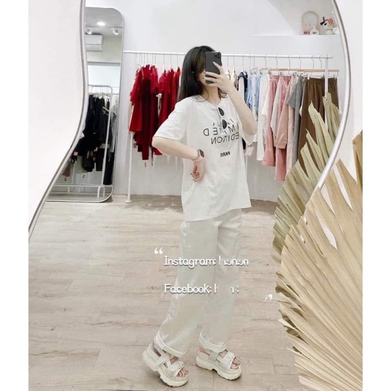 [Mã FAMARAL1 giảm 10K đơn 50K] Sét áo I AM A + quần kaki TTN866