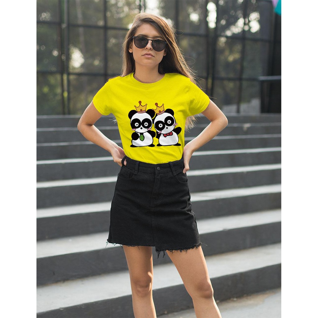 Áo thun Nữ in hình cặp đôi gấu trúc xinh xinh - Cotton Thun - Phong Cách Dẽ Thương - Cá Tính Và Đẹp