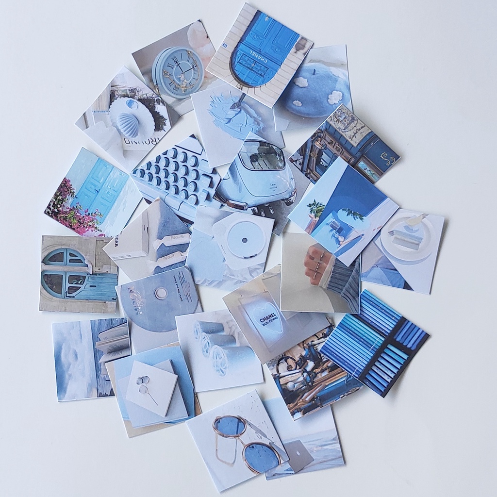 Sticker Blue Pastel Photo Trang Trí Bulletjournal Set 24 Miếng | AIMÉE