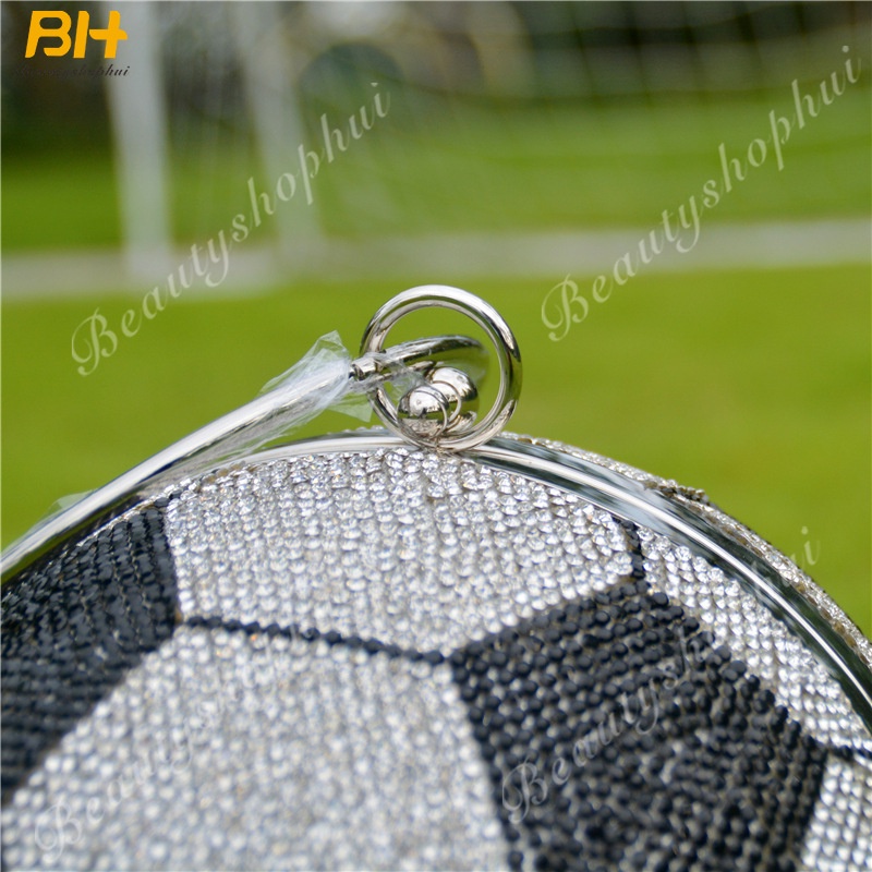 Túi Xách Nhựa Đính Đá Hình Quả Bóng Phối Dây Xích Thời Trang Cho Nữ