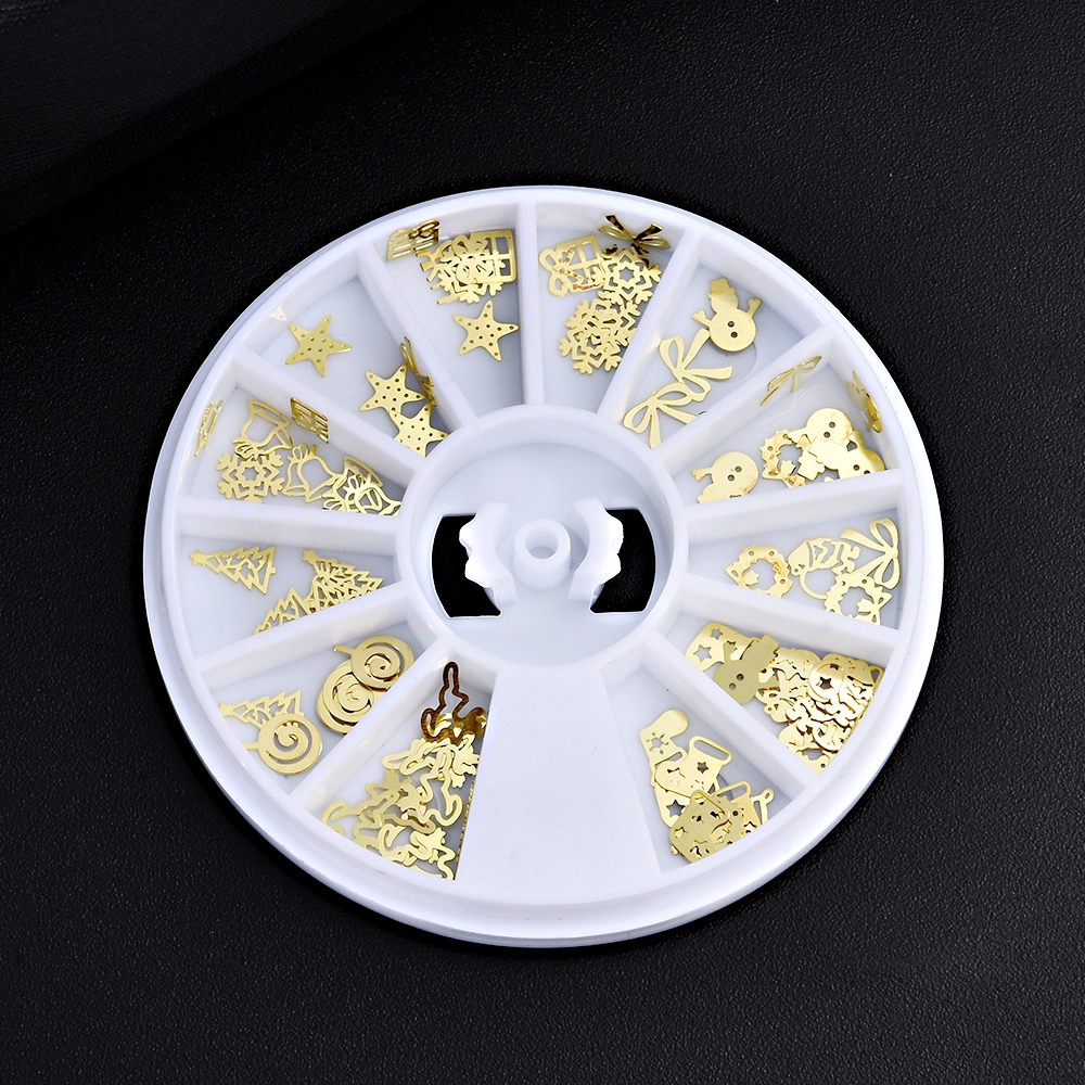 Cod In Stock New Gold Christmas Nail Art Decoration Slice Stickers Manicure DIY Accessories Wheel