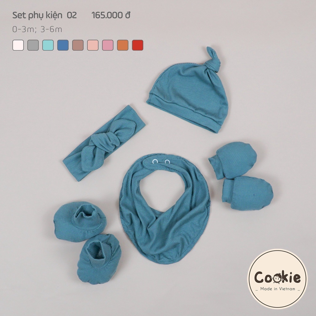 Set phụ kiện mũ chóp Cookie cho bé sơ sinh