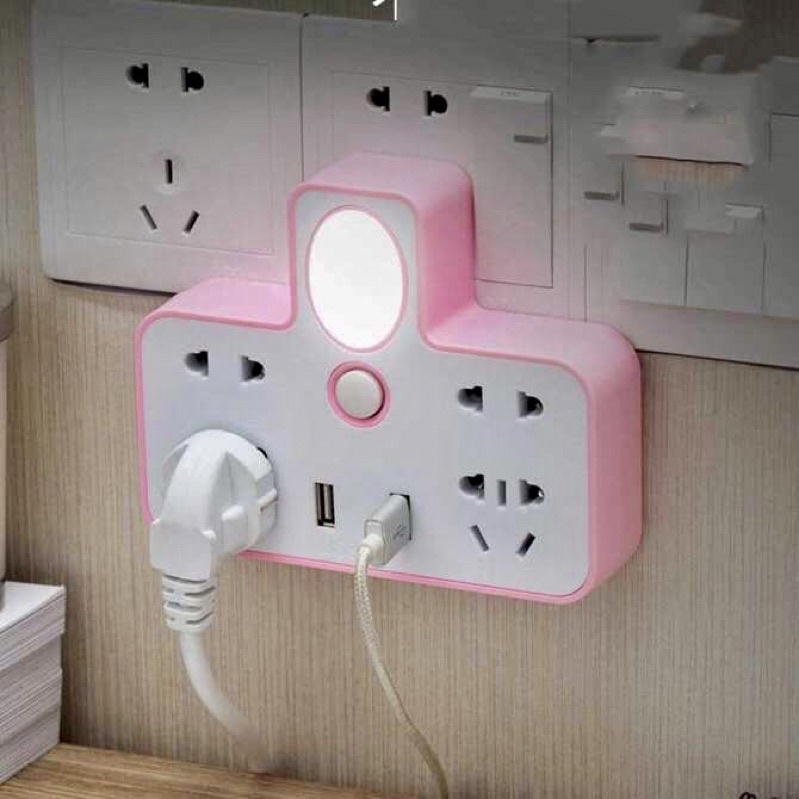 Ổ Cắm Điện Đa Năng Kèm Đèn Ngủ 2 Cổng Usb