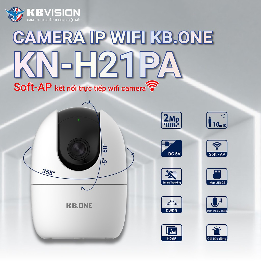 [HÀNG CHÍNH HÃNG] Camera IP - KB - H21PA   - Xoay 360*