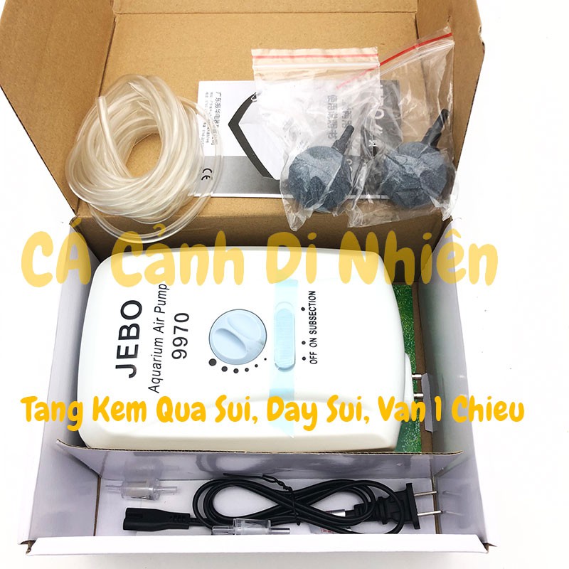Máy Sủi Khí Oxy 2 Vòi Tích Điện Jebo 9970 3.5W cho hồ cá