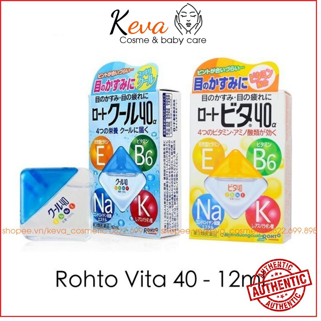 Nước nhỏ mắt Rohto Vita 40 Bổ Sung Vitamin 12ml hàng Nhật nội địa Keva