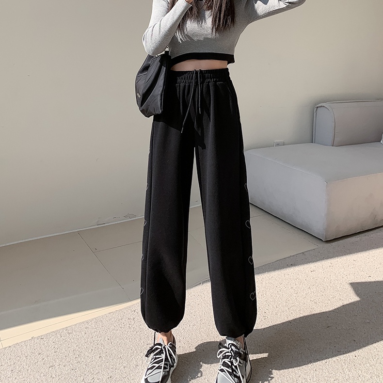 SUXI Quần Ống Rộng Lưng Cao Màu Sắc Đơn Giản Cho Nữ