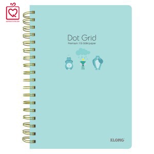 Sổ lò xo kép ruột chấm Dot Grid B5 Klong-200 trang ms 960-nhiều màu