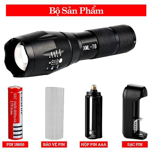Đèn Pin Siêu Sáng Cao Cấp T6 Hợp Kim Chống Nước Pin Có Thể Sạc Lại (Loại Tốt) | BigBuy360 - bigbuy360.vn