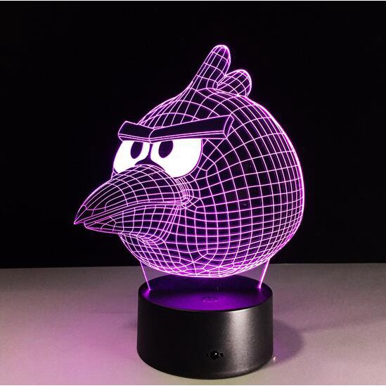 Đế chiếu đèn 3D hình nhân vật trong game Angry Bird với 7 màu khác nhau và phụ kiện