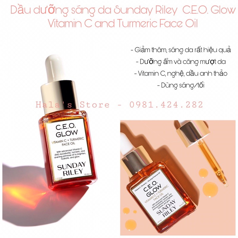 Sunday Riley ✨ Dầu dưỡng sáng da mờ thâm C.E.O. Glow Vitamin C and Turmeric Face Oil